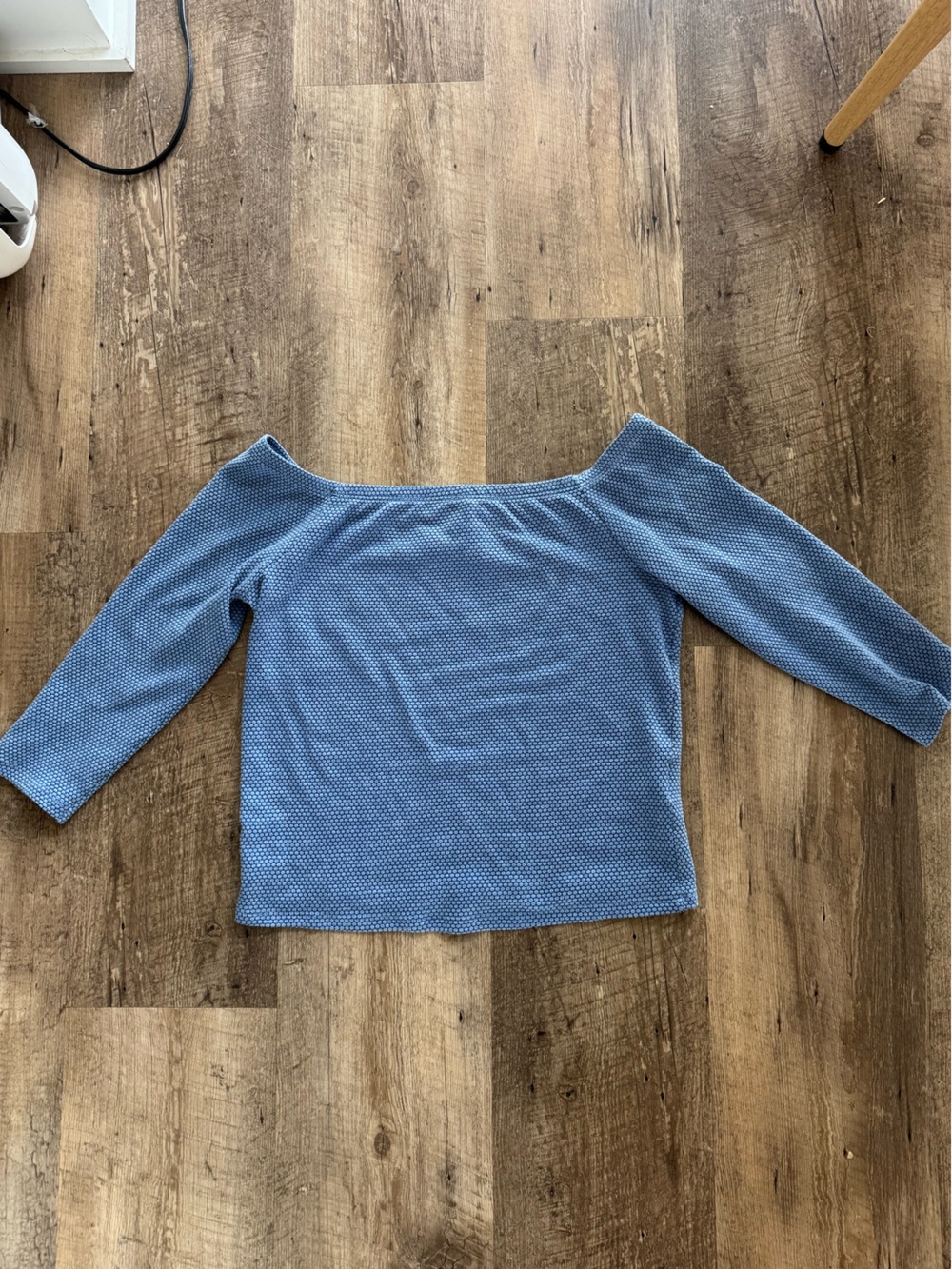 United Colors Of Benetton Light Blue Off-the-Shoulder Textured Sweater